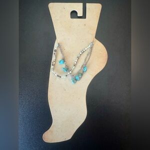 NWT Kohl’s Cross Shop Ankle Bracelet Turquoise and Silver